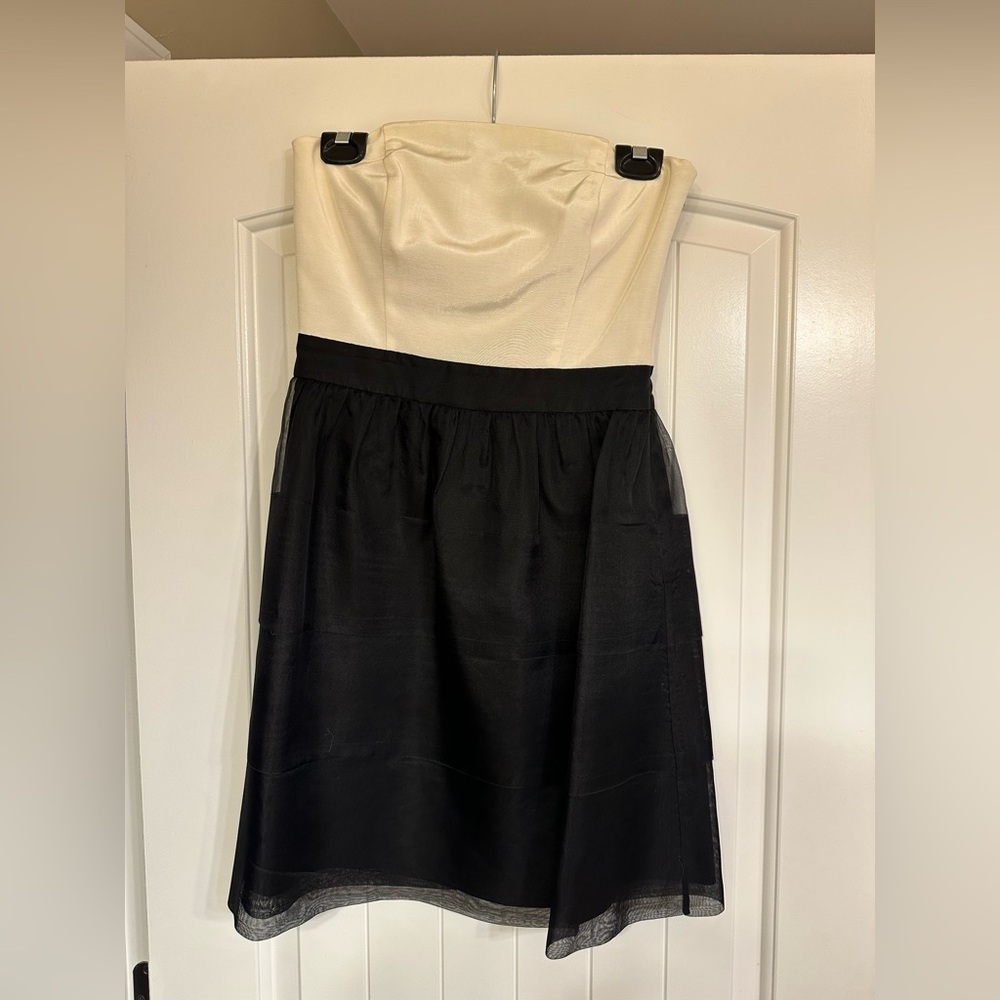 White House Black Market Black and Cream Mini Dress